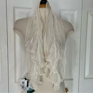 Ralph Lauren Sheer 100% Silk Cream Ruffle Scarf
